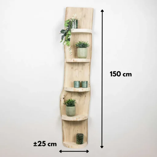 Baumstamm Wandregal Eton | Eichenholz geschliffen | 150cm