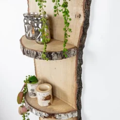 Baumstamm Wandregal Yale | Eichenholz mit Rinde | 150cm