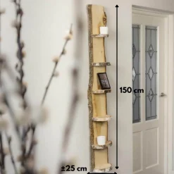 Baumstamm Wandregal Yale | Eichenholz mit Rinde | 150cm