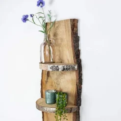 Baumstamm Wandregal Yale | Eichenholz mit Rinde | 100cm