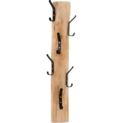 Baumstamm-Garderobenleiste Alvera | Vertikal | Metallhaken | 70 cm