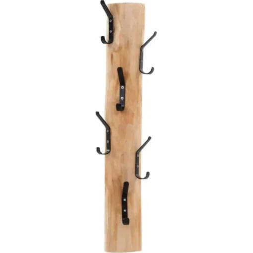 Baumstamm-Garderobenleiste Alvera | Vertikal | Metallhaken | 70 cm