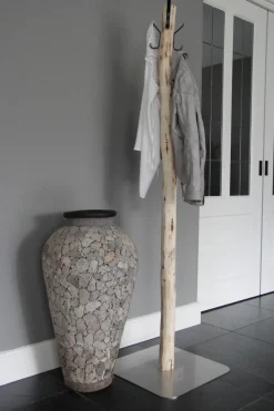 Baumstamm-Garderobenständer Ruben | Metallhaken | mit Fuß | 165 cm