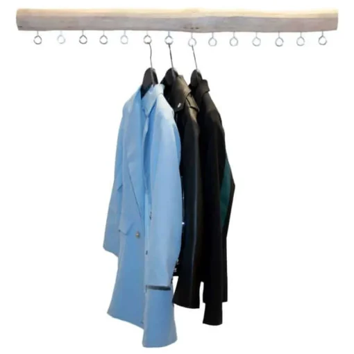 Baumstamm-Hängegarderobe Faro | Silberne Ösen | 100 cm
