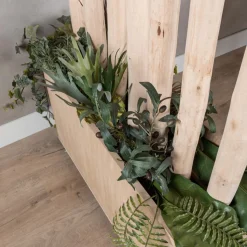 Baumstamm-Raumteiler Disa | Mit Holzkasten, Kunstpflanzen und Rollen | H180cm