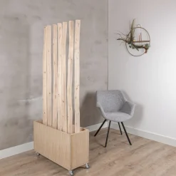 Baumstamm-Raumteiler Elin | Mit Holzkasten und Rollen | H180cm