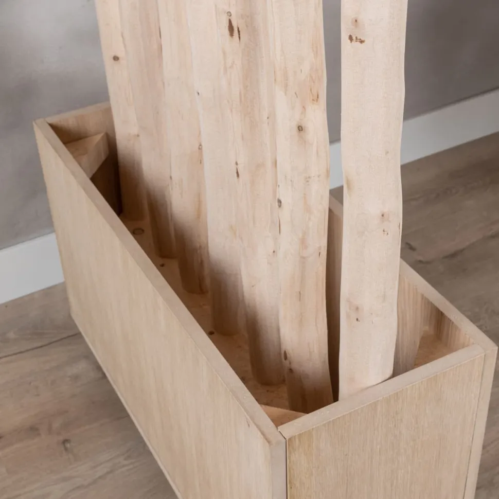 Baumstamm-Raumteiler Elin | Mit Holzkasten und Rollen | H180cm