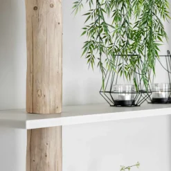 Baumstamm-Wandregal Cedric | Weiße Böden | 250 cm