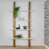 Baumstamm-Wandregal Cedric | Oak | Weiße Böden | 250 cm