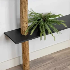 Baumstamm-Wandregal Cedric | Oak | Schwarze Böden | 250 cm