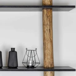 Baumstamm-Wandregal Cedric | Oak | Schwarze Böden | 250 cm