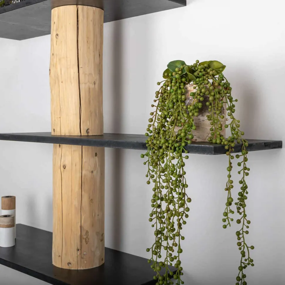 Baumstamm-Wandregal Einar | Schwarze Böden | 250 cm