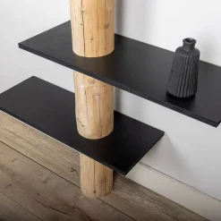Baumstamm-Wandregal Einar | Schwarze Böden | 250 cm