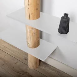 Baumstamm-Wandregal Einar | Weiße Böden | 250 cm