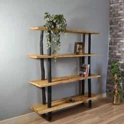 Baumstamm-Wandregal Kiran | Natural/Schwarz | 175 cm