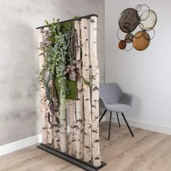 Birken-Raumteiler Esben | Mit künstlicher Pflanzendekoration | H165cm