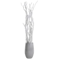 Deko-Set mit Vase | Korkenzieheräste | Weiß | 160 cm