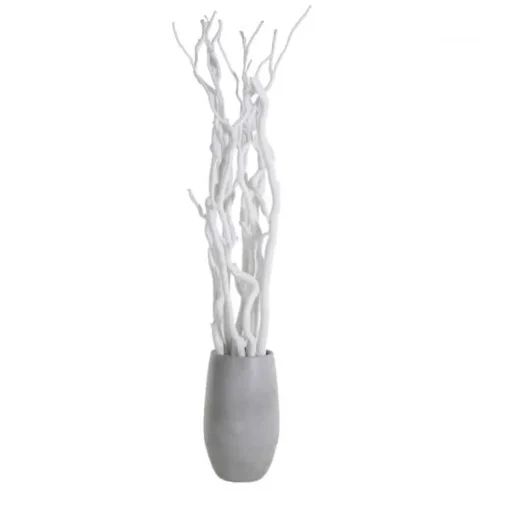 Deko-Set mit Vase | Korkenzieheräste | Weiß | 160 cm