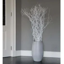 Deko-Set mit Vase | Korkenzieherweide | Weiß | 120 cm