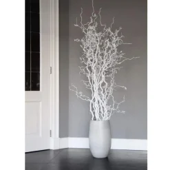 Deko-Set mit Vase | Korkenzieherhasel | Weiß | 150 cm