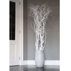 Deko-Set mit Vase | Korkenzieherweide | Weiß | 160 cm