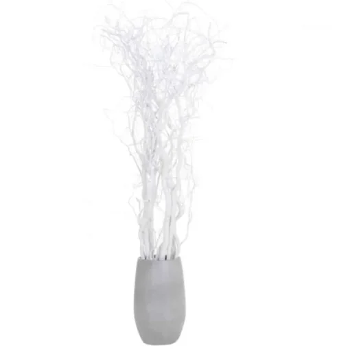Deko-Set mit Vase | Korkenzieherweide | Weiß | 160 cm