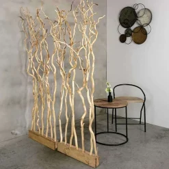 Raumteiler | Geschälte Korkenzieherweide | Mit Naturbelassenem Fuß | 165cm