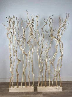 Raumteiler | Geschälte Korkenzieherweide | Mit Naturbelassenem Fuß | 165cm