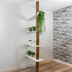 Raumteiler-Regal Alrik | Oak | Weiße Böden | 250 cm