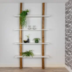 Stellen Sie Ihr Baumstamm-Wandregal Cedric selbst zusammen | 250 cm